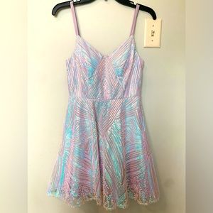 City Triangles Pink and Lavender Sequin Midi Dress